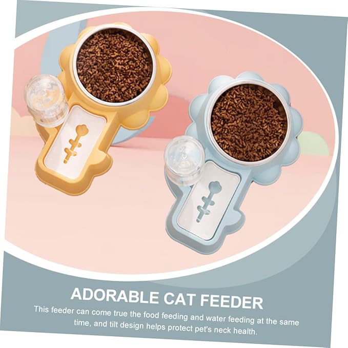 BESPORTBLE 1set Multi-Function Pet Bowl Automatic Water Dispenser Feeding Bowl for Cats and Dogs Stainless Steel Easy for Home and Pet Stores