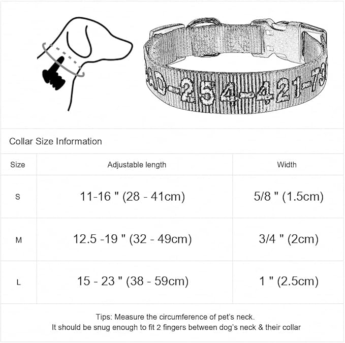 Custom Dog Collar Personalized Embroidery Cat Puppy Collar Nylon Pet Collars Engrave DIY Phone Name ID for Small Big Large Dog Pink L