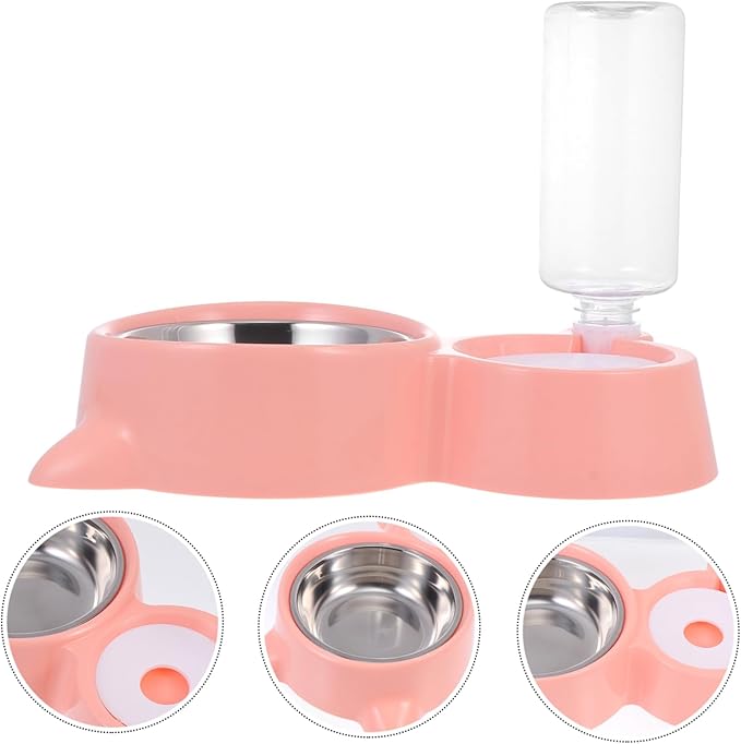 SUPVOX 1pc Automatic Pet Water and Food Dispenser Cat Ear Design Water Bottle Non- -Resistant Bowl for Dogs and Cats Easy to Dual-use Feeding