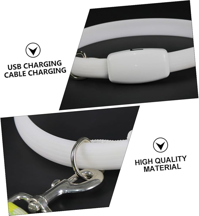 Ciieeo USB Charging LED Dog Collar Glowing Luminous Pet Collar White Light-up for Evening Strolls