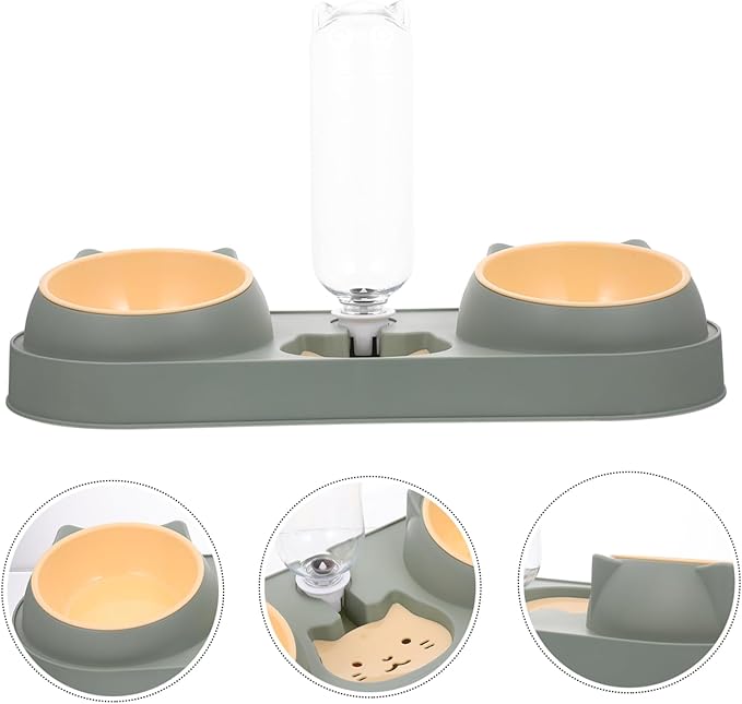 Mipcase Pet Double Bowl Feeder Automatic Dispenser Dog Cat Food and Water Dispenser Random Style