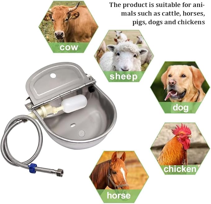 YUEWO Automatic Drinking Fountain for Dogs 304 Stainless Steel Float Type Livestock Automatic Drinking Water Equipment