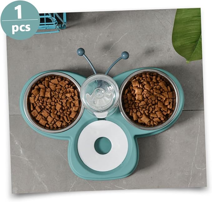 Dual Bowl Pet Waterer Automatic Feeder for Cats Dogs Easy-Slide Puppy Feeder