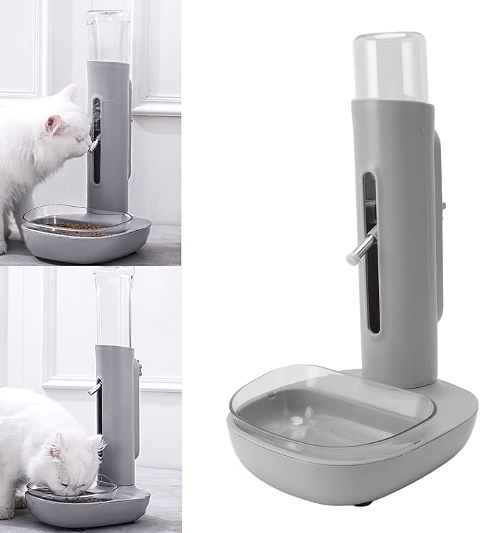 Pet Water Dispenser, Adjustable Height Detachable Dog Water Bowl Bowl Automatic 480ml Bottle Standing Drinking Feeder for Dog Cat