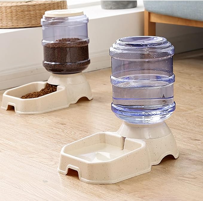 Automatic Waterer Food Feeder 3.8 L Water Dispenser 8 Lbs Auto Feeder Fed for Small and Large Cats Dogs