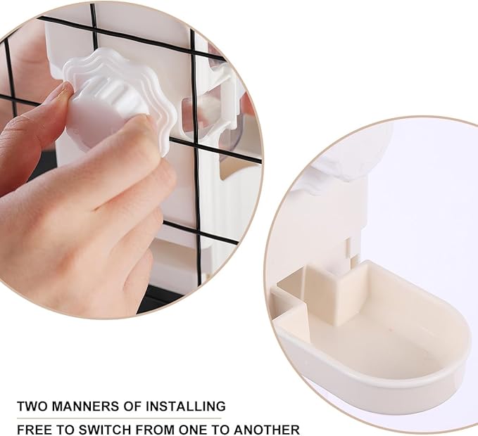 Luxshiny Pet Water Feeder Hanging Automatic Water Dispenser 500ml Large Capacity Waterer White for Dogs and Cats Cage Use