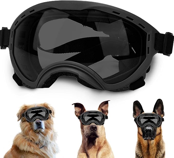 Dog Sunglasses with Adjustable Strap, UV Protection, Winproof Puppy Sunglasses, Suitable for Dogs Eyes Protection,Soft Dogs Goggles