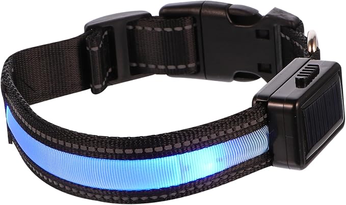 Milisten 1set Led Solar Rechargeable Collar Night Safety Pet Accessory for Dogs Puppies Comfortable Material for Parties Festivals
