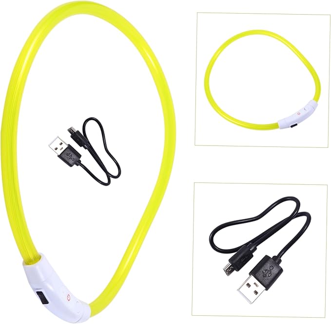 Totority Led Rechargeable Dog Collar Glow Collar for Dogs Plastic Puppy USB Cable