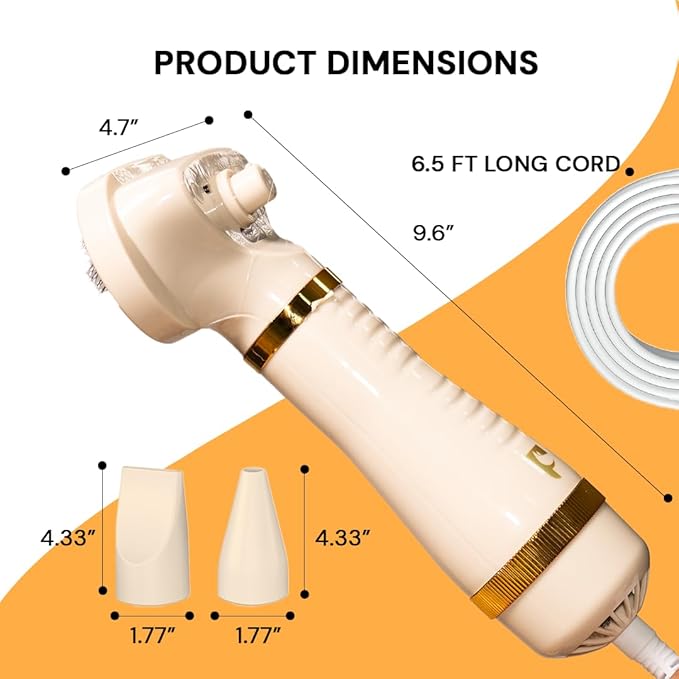 Pet Steam Brush Grooming Dryer for Dogs & Cats – 3-in-1 Grooming Tool with Gentle Steam, Low Noise 600W Motor, Deshedding, Drying & Fur Fluffing for All Coat Types