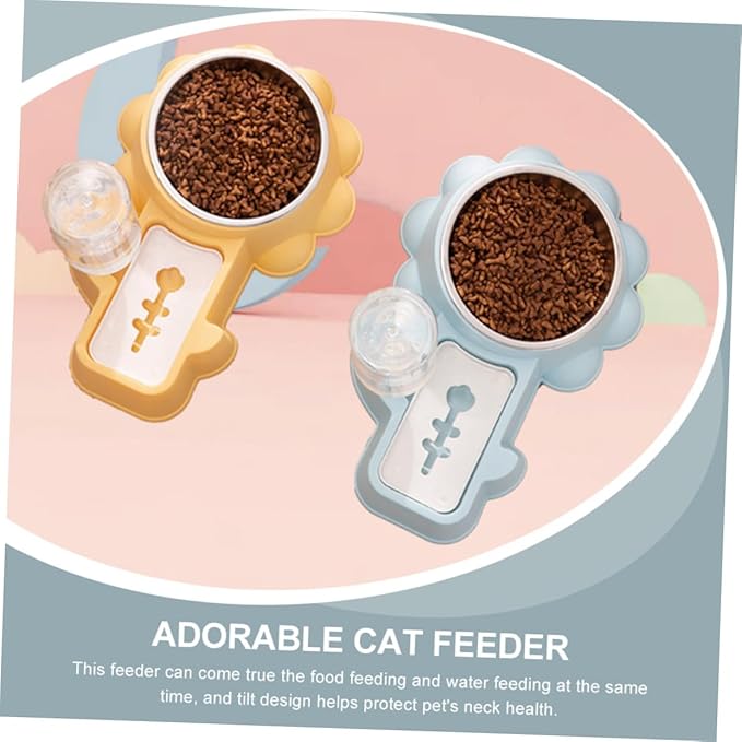 1set Adorable Pet Feeder Automatic Water and Food Bowl for Cats and Dogs Convenient Non- Design Stylish Basin for Home Use