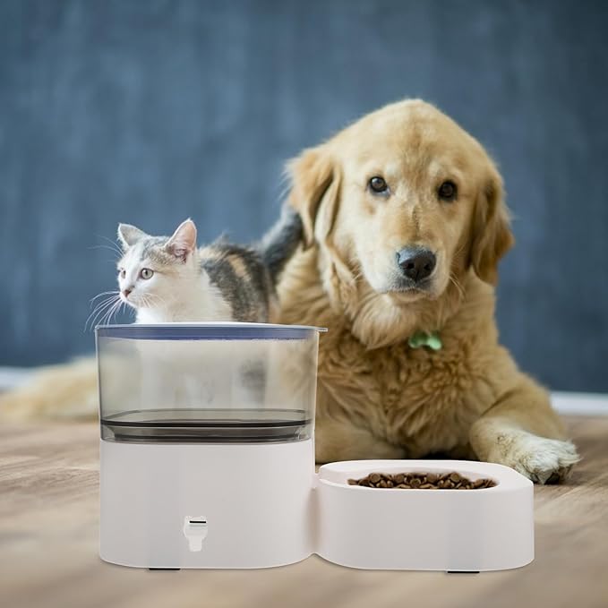 FRCOLOR Automatic Pet Food Dispenser with Detachable Anti-Slip Feeding Bowl, Dry Food Storage Container for Dogs and Cats, Blue Household Auto Feeder Suitable for Home Use