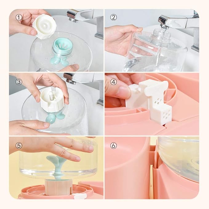 XISAOK 2 in 1 Pet Cats Waterer Feeder Dish Bowl Puppy Dogs Automatic Water Container