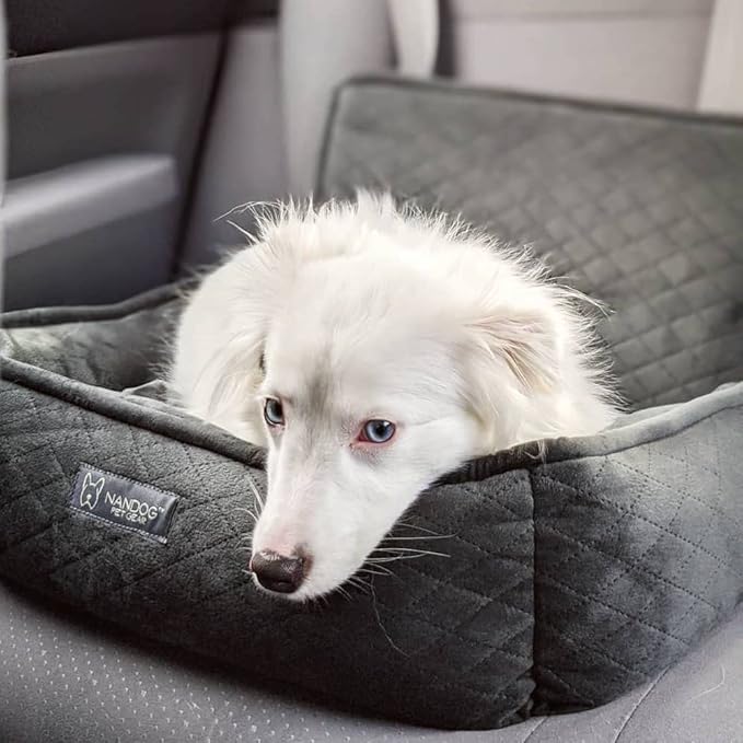 NANDOG Dog Car Seat in Charcoal Gray - Ultra Soft Plush Fabric for - Secure & Modern Design - Perfect for Small/Medium Dogs