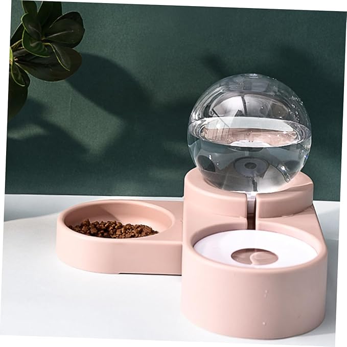 SUPVOX Creative Automatic Pet Water Feeder with Double Bowl Design Practical Pet Water Dispenser for Cats and Dogs Pink Color Non-Spill Design for Home