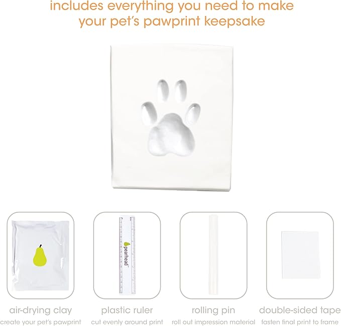Pearhead Pet Photo Memory Box and Impression Kit for Dog or Cat Paw Print, Clay Paw Print Urn, Pet Memorial, Espresso