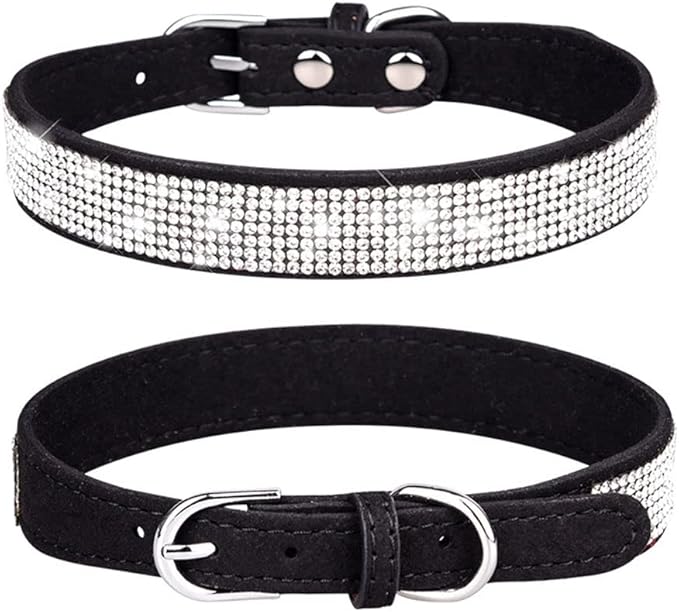 Puppy Dog Collar with Rhinestone Crystal Diamond Colorful Bling Girl Cat Collars Black S