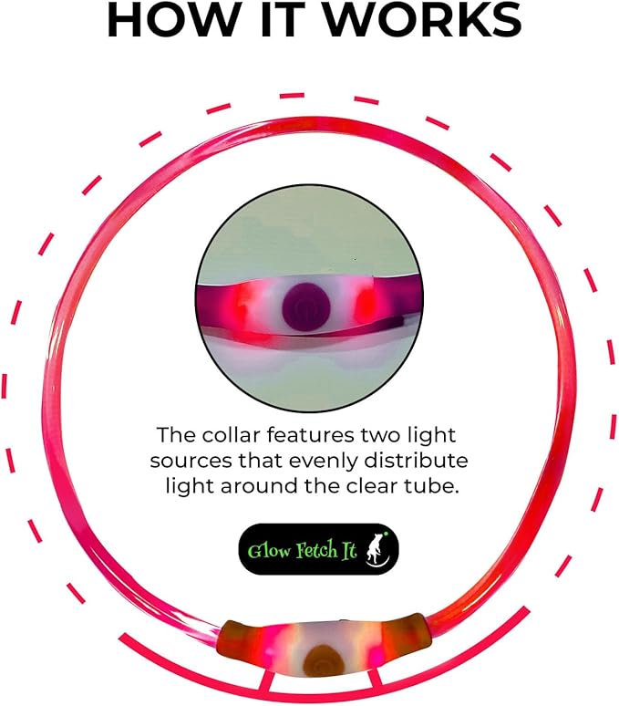 LED Dog Collar, Waterproof Light Up Dog Collar Rechargeable, Dog Safety Necklace for Night Walking, Adjustable Cut-to-Fit Silicone Collar Small Medium Large Dog 27.5” Cuttable (Red)