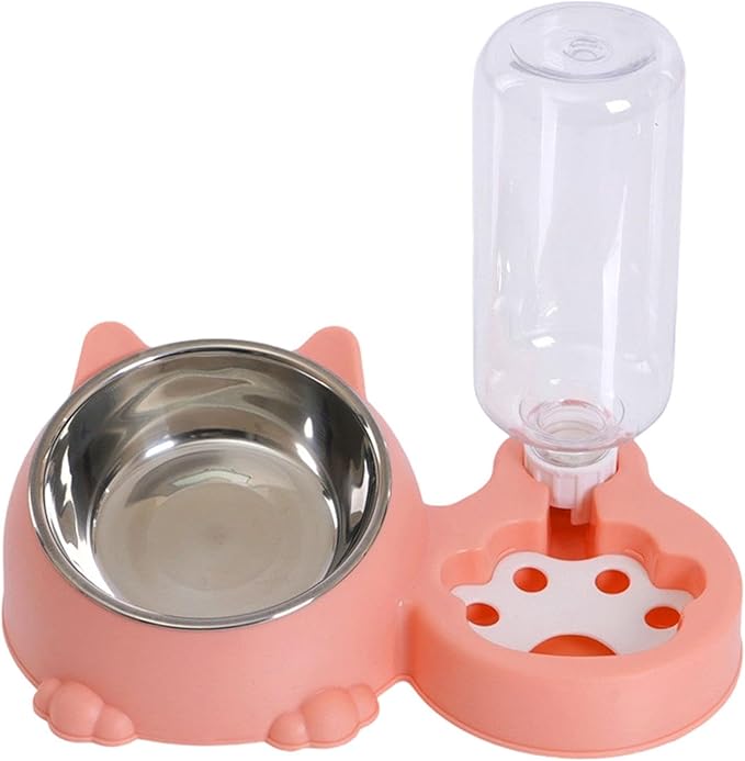Dog Bowl with Automatic Water Bottle Practical Pets Water and Food Bowl Set for Small Medium Dogs Puppy-