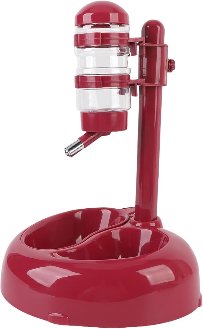 Asixxsix Dog and Cat Standing Water Dispenser Bowl, Automatic Pet Water Feeder with Heart Shaped Design, Adjustable Height, Large Capacity, Nonslip Base, Non Spill, Easy to Clean for Oral (Burgundy)