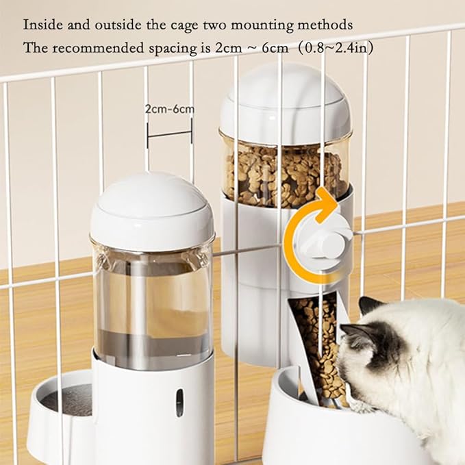 Pet Dog Cat Hanging Automatic Feeders Drinking Bowls, Auto Gravity Rabbits Feeder Water Set, Cage Pet Feeding Bowls Dispenser for Cats Dogs Puppy, Rabbit Hamsters Chinchilla Hedgehog (Pink-Food)