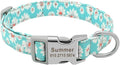 Custom Dog Collar Nylon Floral Engraved Pet Puppy Collar Print Personalized Name Collars for Small Medium Large Dogs Pitbull Green 3 L