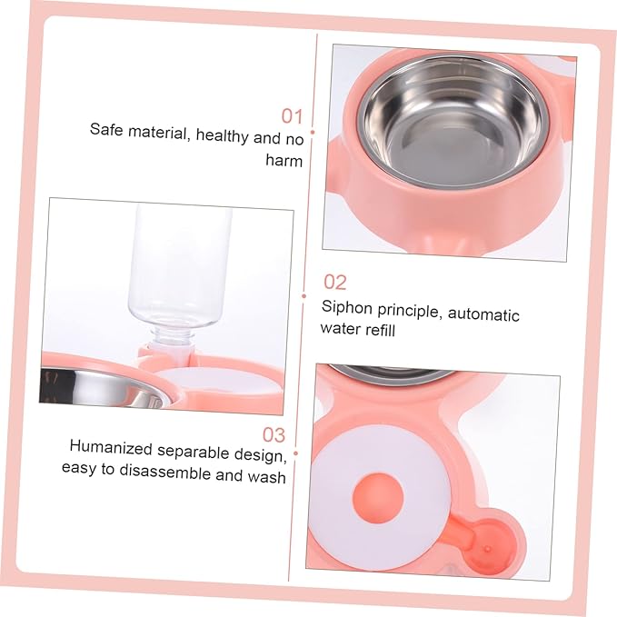SUPVOX 1pc Automatic Pet Water and Food Dispenser Cat Ear Design Water Bottle Non- -Resistant Bowl for Dogs and Cats Easy to Dual-use Feeding