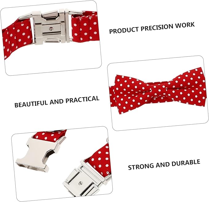 MERRYHAPY 1pc Adjustable Bow Tie Dog Collar for Comfortable Removable Bowtie for Birthday Parties and Daily Wear