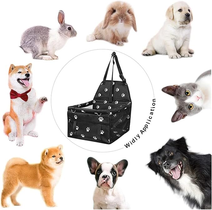 Pet Car Seat Waterproof Foldable Travel Pet Dog Seat Cat Dog Travel Bag Pet Car Ride Supplies(Black Footprints)