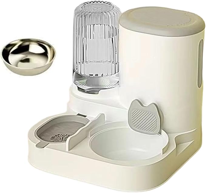 Automatic Dog Feeder and Water Dispenser Automatic Pet Feeder Compact Pet Supplies Travel Supply Food Feed Dog Bowl for Puppy, Grey