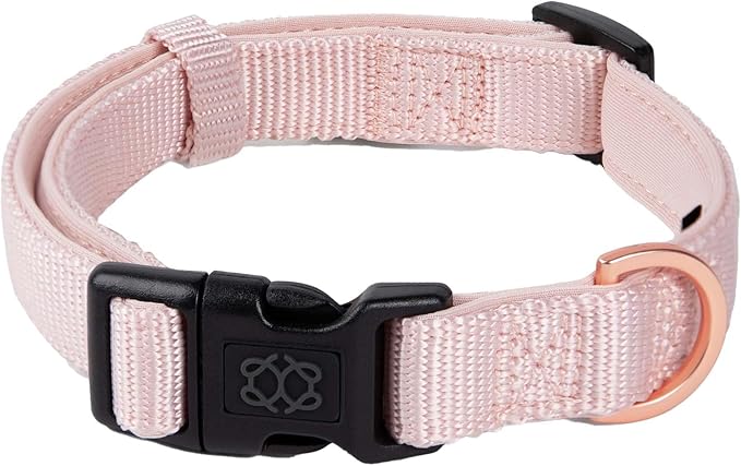 The DOGISTRY - City Collar - Blush - Premium Dog Collar with Padded Neoprene & Signature Fabric - Refined Design & Everyday Luxury - Small