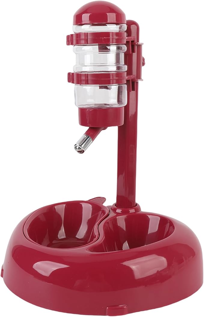 Asixxsix Pet Standing Water Dispenser, Height Adjustable Automatic Water Feeder Food Feeder Bowl, Dog Water Bottle Dispenser Food Bowl, Dog Cat Feeding Water Bowl Set (Wine Red)