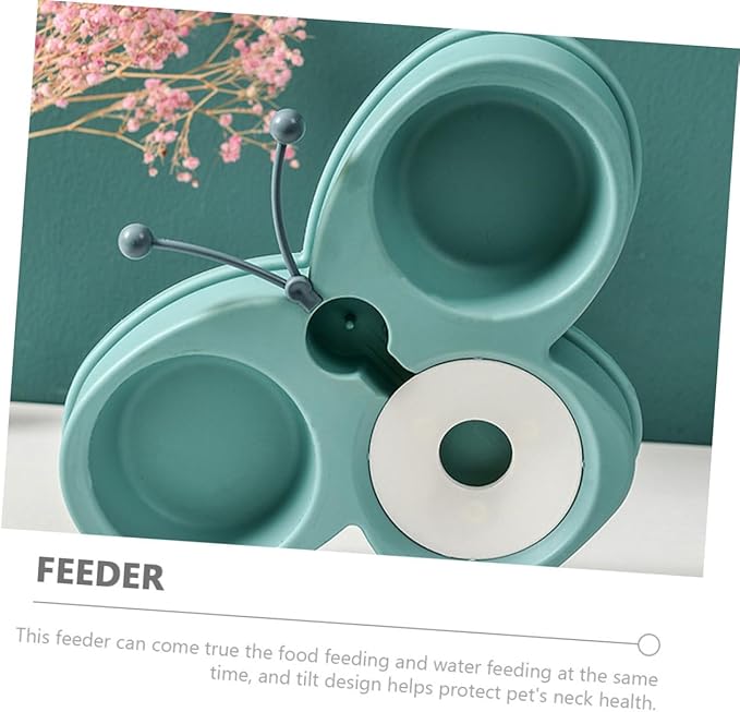 Automatic Dual Bowl Pet Feeder and Water Dispenser Convenient Kitten and Puppy Feeding with Stainless Steel Bowls Easy to Clean and Use for Cats and Dogs