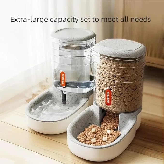 3rd Generation Automatic Pet Feeder and Water Dispenser, 3.8L Large Capacity, Orange and White, No-Jamming Design for Cats and Dogs (Upgraded Orange Drinker, 4L)