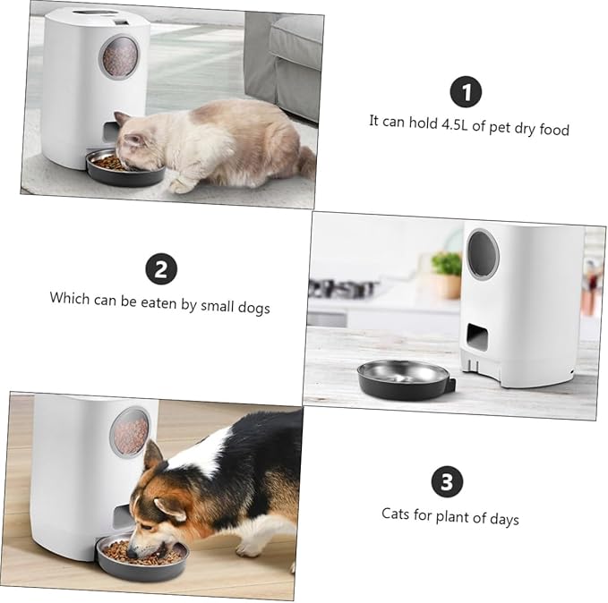 VANZACK 1pc Automatic Pet Feeder Capacity Timed Food Dispenser for Dogs and Feeding Device Memory Function and for Pet Owners
