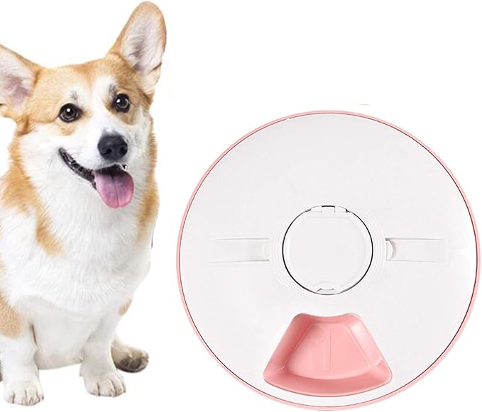 6-Meal Automatic Pet Feeder Food Dispenser for Dogs and Cats W/Programmable Digital Timer, Portion Control & Voice Recording, Dishwasher,Safe Tray Feeds Wet Or Dry Food