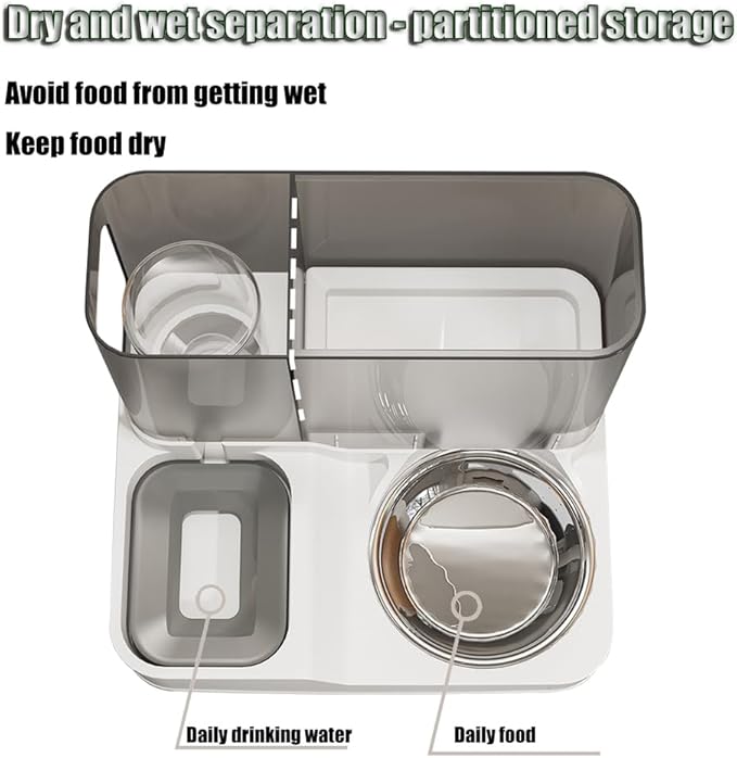 Automatic Pet Feeder for Cats and Small Dogs - 2.8L Gravity Dry Food Dispenser with Stainless Steel Bowl and 1000ml Water Container - Perfect for Puppies, Young Cats and Medium Dogs