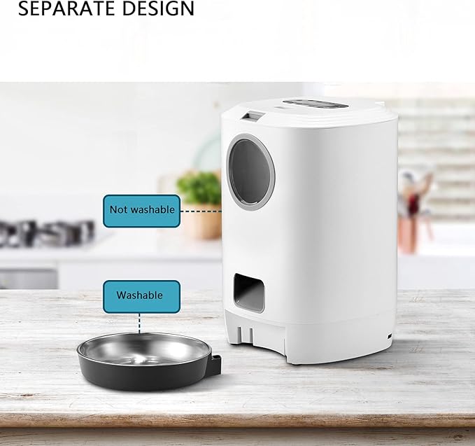 4 Meals Automatic Dog Feeder, Digital Feeding with Dual Power Supply Timer Smart Feeder for Small Medium Larger Cats and Dogs（not Include Batteries