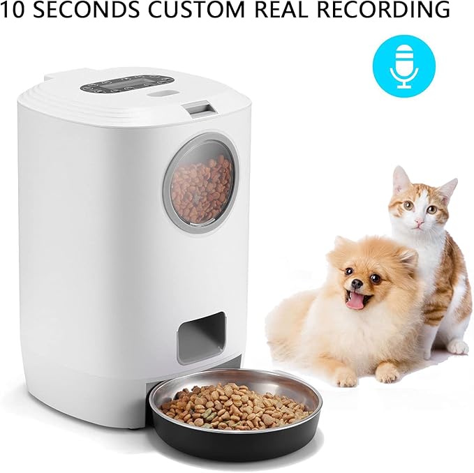 4 Meals Automatic Dog Feeder, Digital Feeding with Dual Power Supply Timer Smart Feeder for Small Medium Larger Cats and Dogs（not Include Batteries