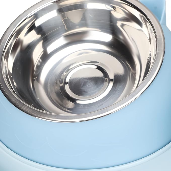 Double Dog Cat Bowls, Raised Pets Food and Water Bowl Set with Automatic Water Dispenser Bottle, Detachable Stainless Steel Bowl Pet Feeder for Small Medium Dogs and Cats Puppy