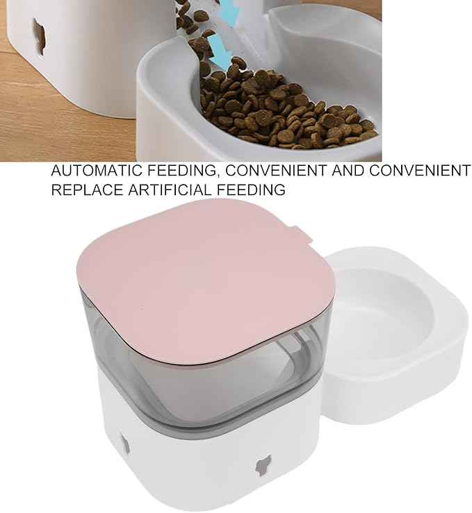 Pet Water Dispenser, Automatic Self Dispensing Dog Food and Water Dispenser Station, Dog Cat Feeder Self Feeding Station for Medium Small Dag Cats Puppy Kitten (Feeder (Pink))