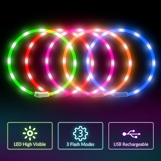 BSEEN Light Up Dog Collar, Glowing LED Dog Collar Rechargeable Cuttable Lighted Puppy Collar Safety Dog Lights Makes Your Beloved Dogs Be Seen at Night(Orange)