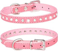 Pink Rhinestone Dog Collars for Small Dogs, Pretty Bling Diamond Puppy Collar Crystal Sparkly Glitter Jewel Girls Cat Collars for XXS Xs Small Medium Pet Female Dogs Kitten (S, Pink)