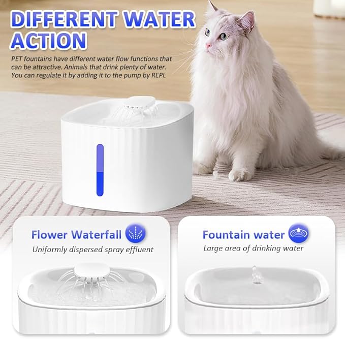Pet Water Dispenser, LED Light Display 3L Large Capacity Intelligent Automatic 24-Hour circulating Filter pet Water Basin, Silent Design, Suitable for Cats and Dogs Drinking Water