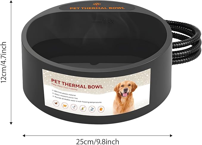 Automatic Heat Retaining Pet Feeders for Indoor Outdoor Use Nonslip Base Light Weight Dish Cold Climates Heated Pet Bowl for Cold Climates