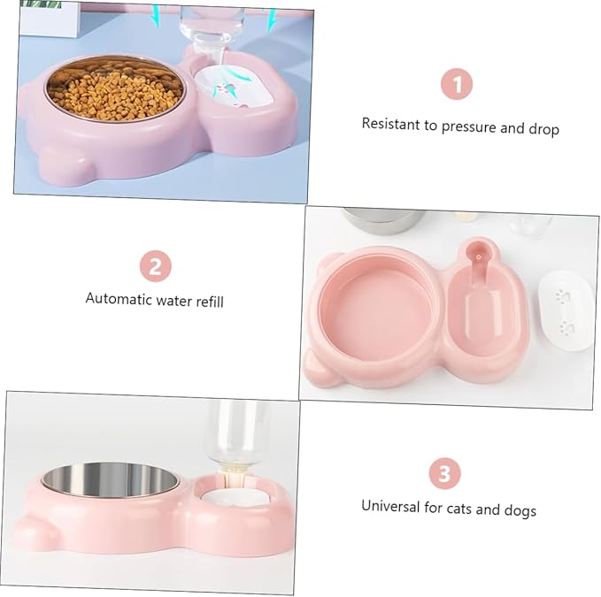 Stainless Steel Double Bowl Pet Supplies Auto Refill Water Feeder Cat Dog Bowl Easy Clean Design