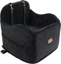 Juniverse Dog Booster Car Seat for Small to Medium Dogs Up to 30 lbs, Memory Foam, Washable Velvet Fabric Cover, Safety Leash, Storage Pockets, 19x19x19 Inches (Black)