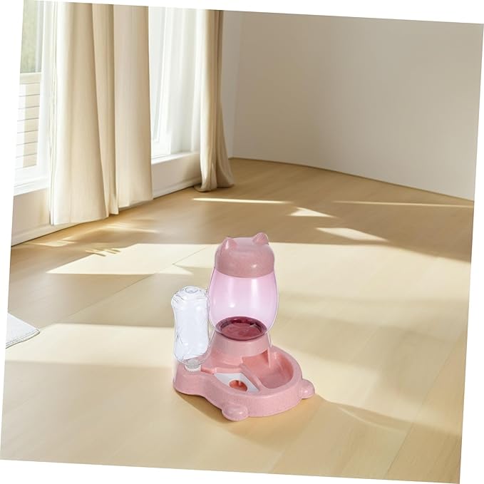 FRCOLOR Automatic Cat and Dog Water Feeder Cat Ear Design Convenient Pet Water Dispenser Capacity Smooth Surface Safe Material Pink