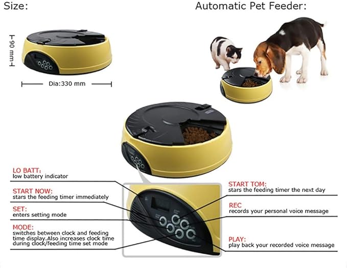 Timing Quantitative Automatic 6 Lunch Box Small Capacity Pet Automatic Feeding Device Solid Color Dog and Cat Feeder Feeding Device (Color: Purple) Portable