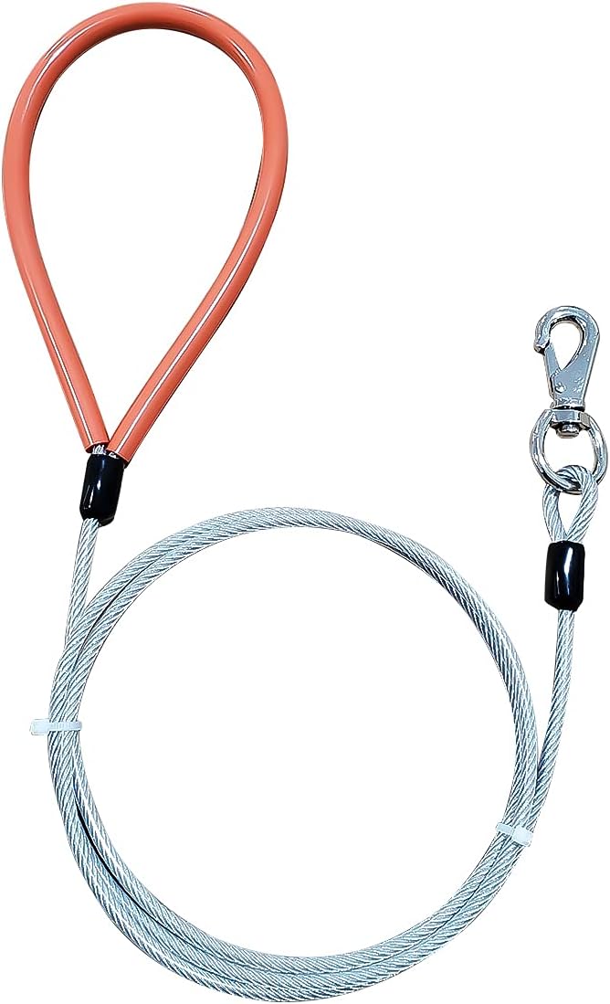 Heavy-Duty Dog Leash,Chew-Proof Metal Leash for Large Dogs (Up to 250lbs),10ft Wire Rope Dog Leashes with Soft Silicone Grip